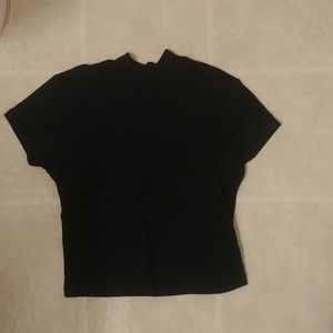 Black mock neck cropped top
